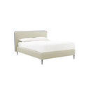 CAMA KING FERNANDE EN TELA CREMA Y PATA NEGRAS