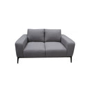 SOFA ESTACIONARIO DE DOS ASIENTOS EN TELA GRIS Y PATAS NEGRAS