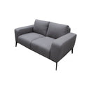 SOFA ESTACIONARIO DE DOS ASIENTOS EN TELA GRIS Y PATAS NEGRAS