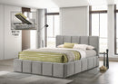 CAMA QUEEN EN TELA GRIS