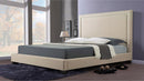 CAMA KING EN TELA BEIGE, PATAS NEGRAS