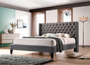 CAMA QUEEN PACIFICA EN TELA GRIS Y PATAS NEGRAS
