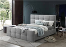 CAMA KING EN TAPIZADA EN TELA GRIS