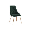 SILLA DE COMEDOR EN TERCIOPELO VERDE Y PATAS DORADAS