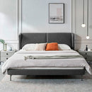 CAMA KING EN TELA GRIS
