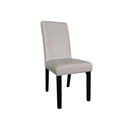 SILLA DE COMEDOR EN TELA BEIGE CON PATAS DE MADERA
