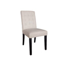 SILLA DE COMEDOR EN TELA BEIGE Y PATAS DE MADERA OSCURA