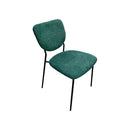 SILLA DE COMEDOR EN TELA VERDE Y PATAS NEGRAS