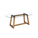 MESA DE COMEDOR EN MADERA CON TOPE DE CRISTAL