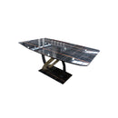 MESA DE COMEDOR CON TOPE DE LAMINA DE MARMOL NEGRO Y BASE DE MARMOL NEGRO
