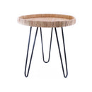 MESA LATERAL CON TOPE NATURAL Y BASE NEGRA