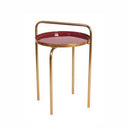 MESA LATERAL CON TOPE DE ESMALTE Y PATAS DORADAS