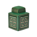 JARRON DE CERAMICA VERDE CON TAPA