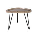 MESA LATERAL CON TOPE ACABADO DE MADERA Y PATAS NEGRAS