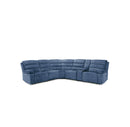 SOFA SECCIONAL RECLINABLE ELECTRICO EN TELA AZUL CON PUERTO USB Y PORTAVASOS