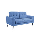 SOFA ESTACIONARIO DE DOS ASIENTOS EN TELA AZUL Y PATAS NEGRAS