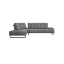 SOFA SECCIONAL ESTACIONARIO EN TELA GRIS Y BASE NEGRA