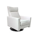 BUTACA GIRATORIA RECLINABLE MANUAL CON FRENTE DE PIEL GRIS CLARO