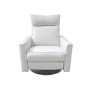 BUTACA GIRATORIA RECLINABLE MANUAL CON FRENTE DE PIEL GRIS CLARO