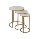 MESA LATERAL TOPE ESTILO MARMOL Y BASE DORADA S/3