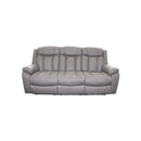 SOFA RECLINABLE MANUAL DE 3 ASIENTOS EN TELA GRIS PARDO