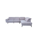 SOFA SECCIONAL RECLINABLE MANUAL EN TELA CREMA Y PATAS NEGRAS