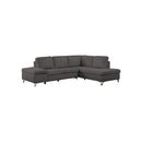 SOFA SECCIONAL ESTACIONARIO EN TELA GRIS Y PATAS PLATEADAS