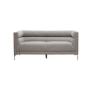 SOFA ESTACIONARIO DE 2 ASIENTOS EN TELA SUAVE COLOR GRIS CON PATAS PLATEADAS
