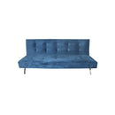 SOFA CAMA EN TELA AZUL TURQUEZA Y PATAS PLATEADAS