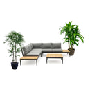 SECCIONAL SHADE EN TELA GRIS 4PCS: MESA DE CENTRO, BANCO DERECHA E IZQUIERDAY ESQUINERO