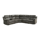 SOFA SECCIONAL RECLINABLE MANUEL EN PIEL SINTETICA MARRON OSCURO