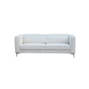 SOFA ESTACIONARIO DE TRES ASIENTOS EN TELA TEXTURIZADAOFF WHITE BEIGE Y PATAS PLATEADAS