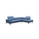 SOFA SECCIONAL ESTACIONARIO DERECHO EN TELA AZUL Y PATAS NEGRAS