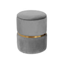 OTOMAN GRIS DE ALMACENAMIENTO CON ANILLO DORADO