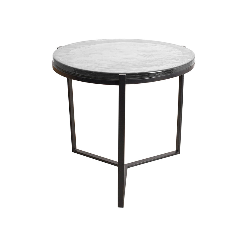 ***MESA LATERAL NEGRA CON TOPE DE VIDRIO TRANSPATENTE
