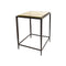 MESA LATERAL CON TOPE DE VIDRIO AMARILLO Y BASE EN METAL