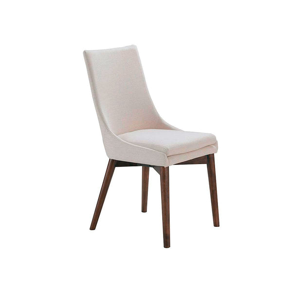 SILLA DE COMEDOR EN TELA BEIGE Y PATAS MARRONES