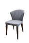 SILLA DE COMEDOR EN TELA GRIS Y PATAS MARRONES