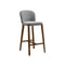 TABURETE EN TELA GRIS CON PATAS MARRONES HS362