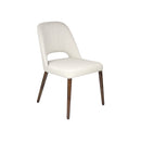 SILLA DE COMEDOR CON FRENTE DE PIEL BEIGE Y PATAS MARRONES