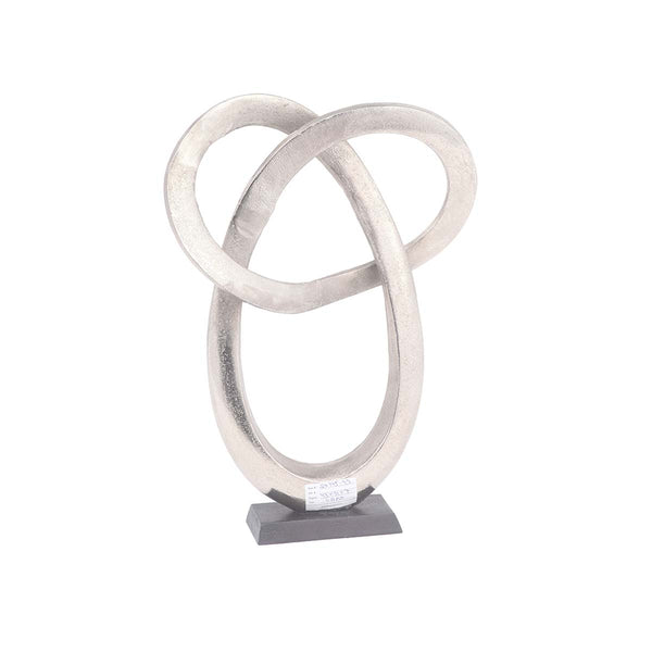 ESCULTURA DE ALUMINIO NÍQUEL BRUTO, BASE BRONCE