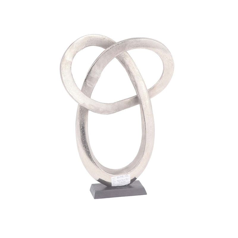 ESCULTURA DE ALUMINIO NÍQUEL BRUTO, BASE BRONCE