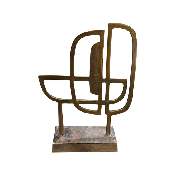 ESCULTURA DE ALUMINIO LATÓN ANTIGUO, BASE NÍQUEL CRUDO