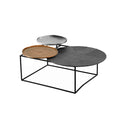 MESA DE CENTRO DE ALUMINIO Y HIERRO LATÓN ANTIGUO, BASE NÍQUEL CRUDO