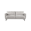 SOFA ESTACIONARIO DE TRES ASIENTOS EN TELA TEXTURIZADA BEIGE Y PATAS NEGRAS