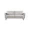 SOFA ESTACIONARIO DE TRES ASIENTOS EN TELA TEXTURIZADA BEIGE Y PATAS NEGRAS