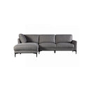 SOFA SECCIONAL ESTACIONARIO EN TELA TEXTURIZADA GRIS Y PATAS NEGRAS