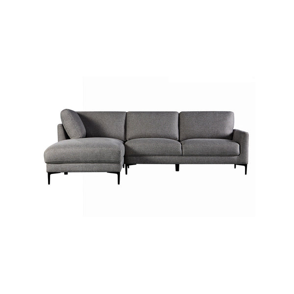 SOFA SECCIONAL ESTACIONARIO EN TELA TEXTURIZADA GRIS Y PATAS NEGRAS