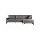 SOFA SECCIONAL ESTACIONARIO EN TELA TEXTURIZADA GRIS Y PATAS NEGRAS
