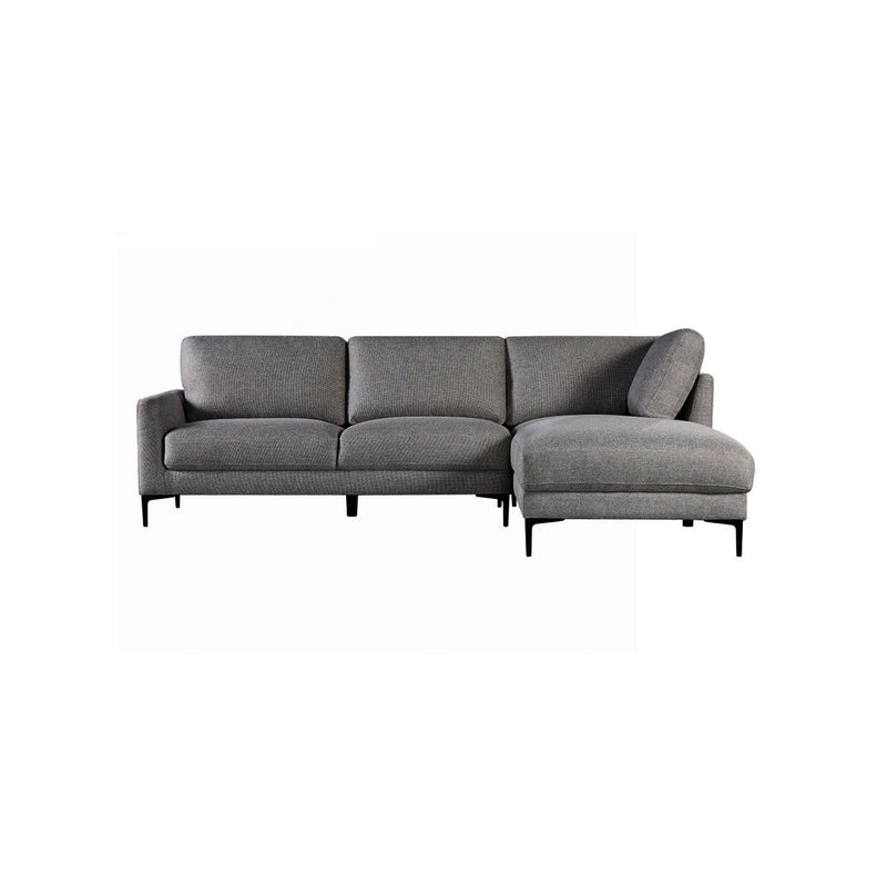 SOFA SECCIONAL ESTACIONARIO EN TELA TEXTURIZADA GRIS Y PATAS NEGRAS